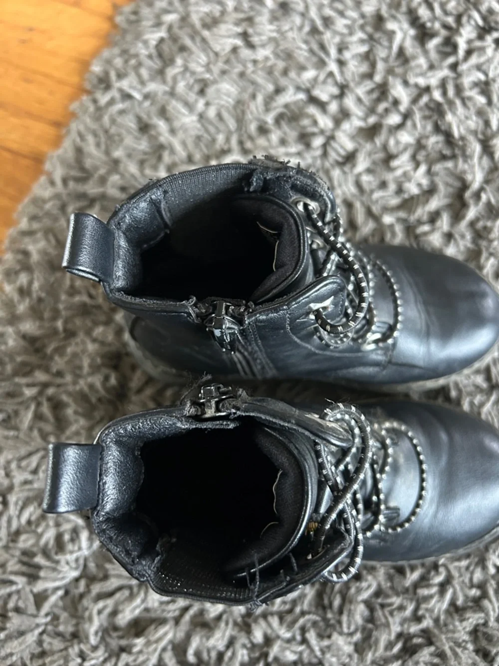 Jumping Beans Toddler Black Combat Boots Lightweight Lace-Up Ankle Size 9T